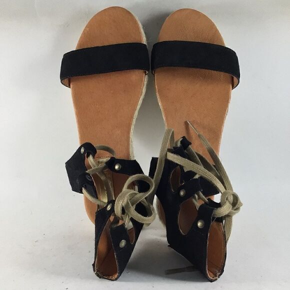 Anthropologie Maypol womens espadrille lace up sandals black size EU 37 US 7 - Picture 5 of 8